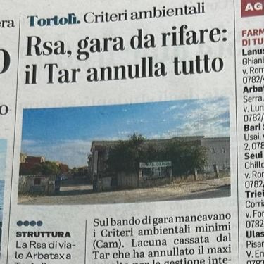 Tortolì. Il TAR annulla la gara per la gestione della RSA