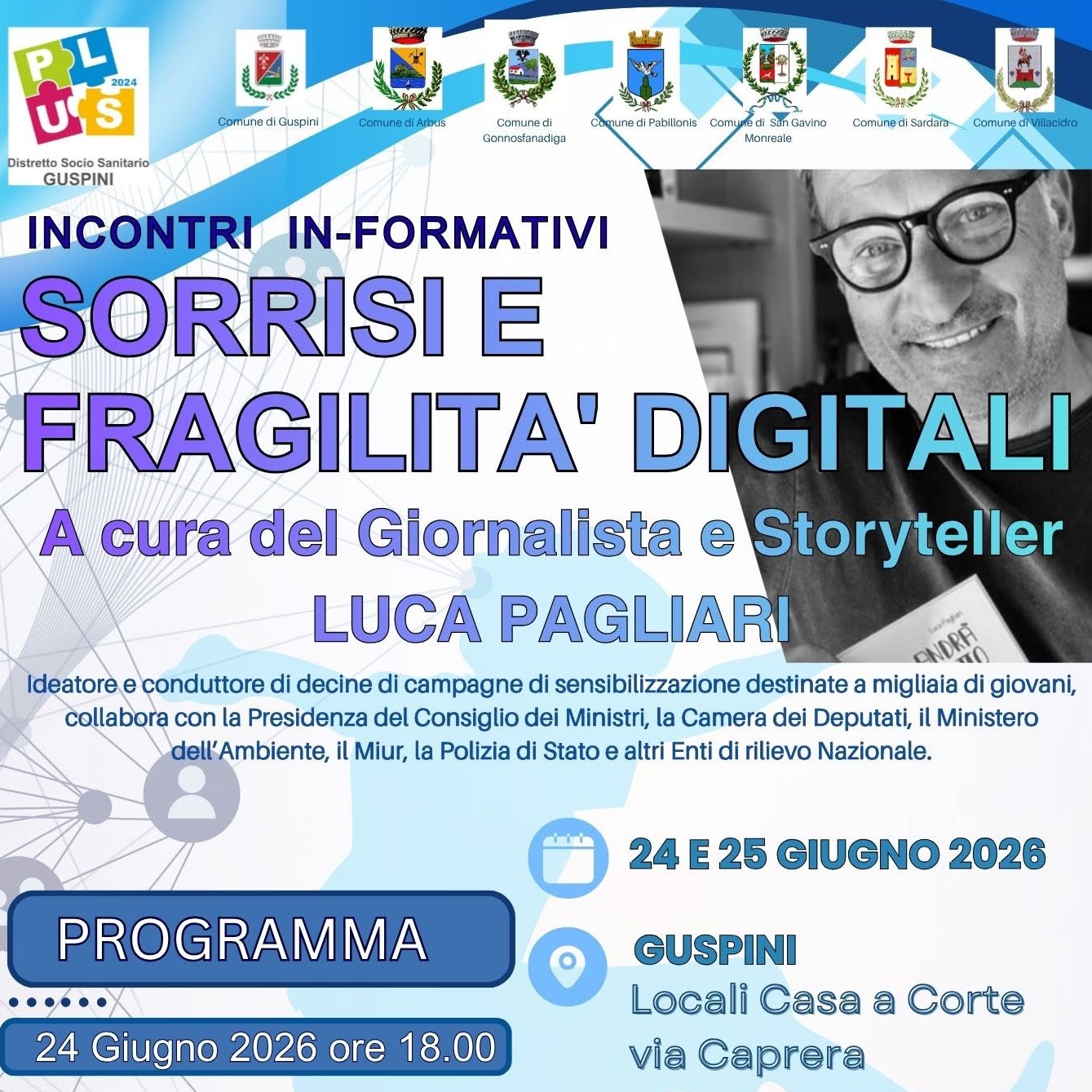 Guspini. Opportunità e rischi del mondo digitale, al via gli incontri in-formativi “Sorrisi e Fragilità Digitali”